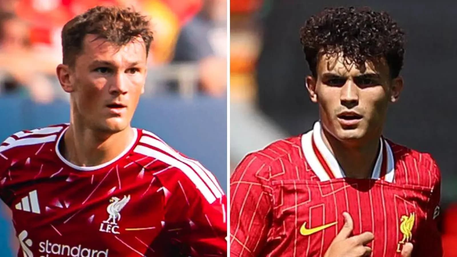 Deux joueurs de Liverpool en maillots rouges