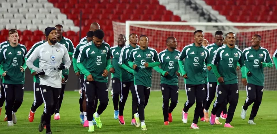 Équipe sud-africaine s'entraînant avant le match
