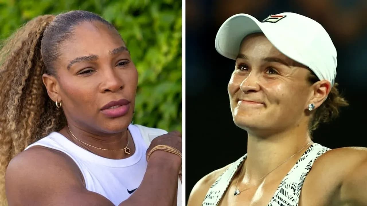 Serena Williams and Ashleigh Barty in separate portraits