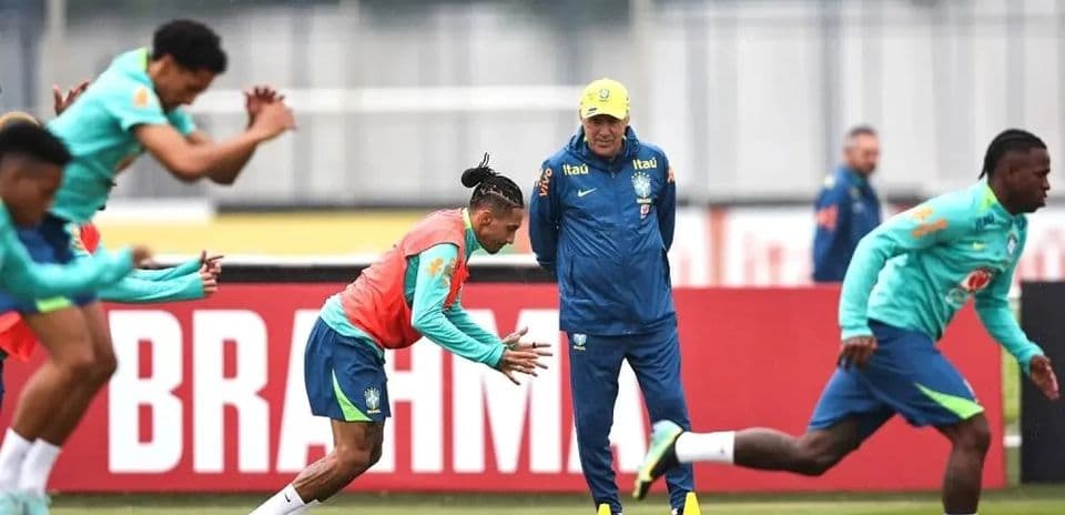 Entraînement de l'équipe du Brésil avant le match