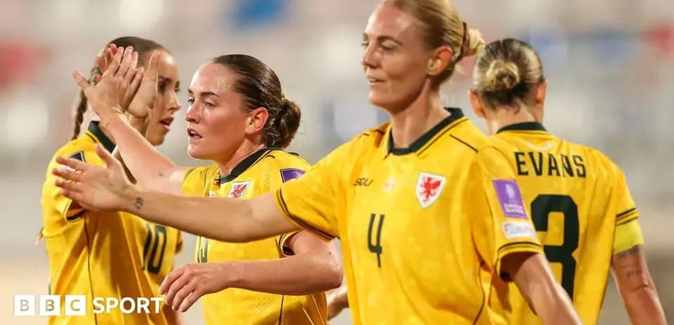 Joueuses galloises célébrant un but pendant un match