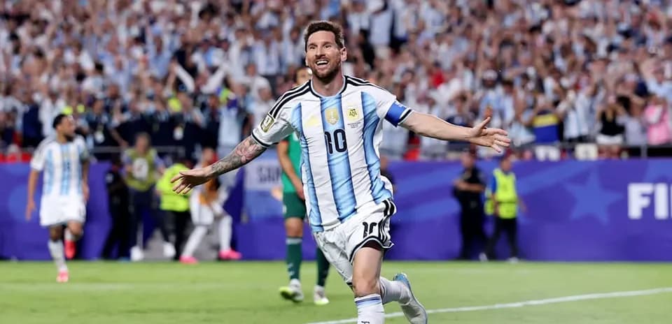 Lionel Messi célébrant un but pour l'Argentine