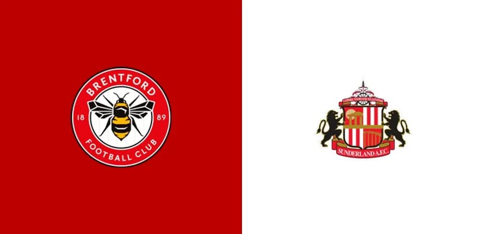 Logos de Brentford et Sunderland sur fond coloré