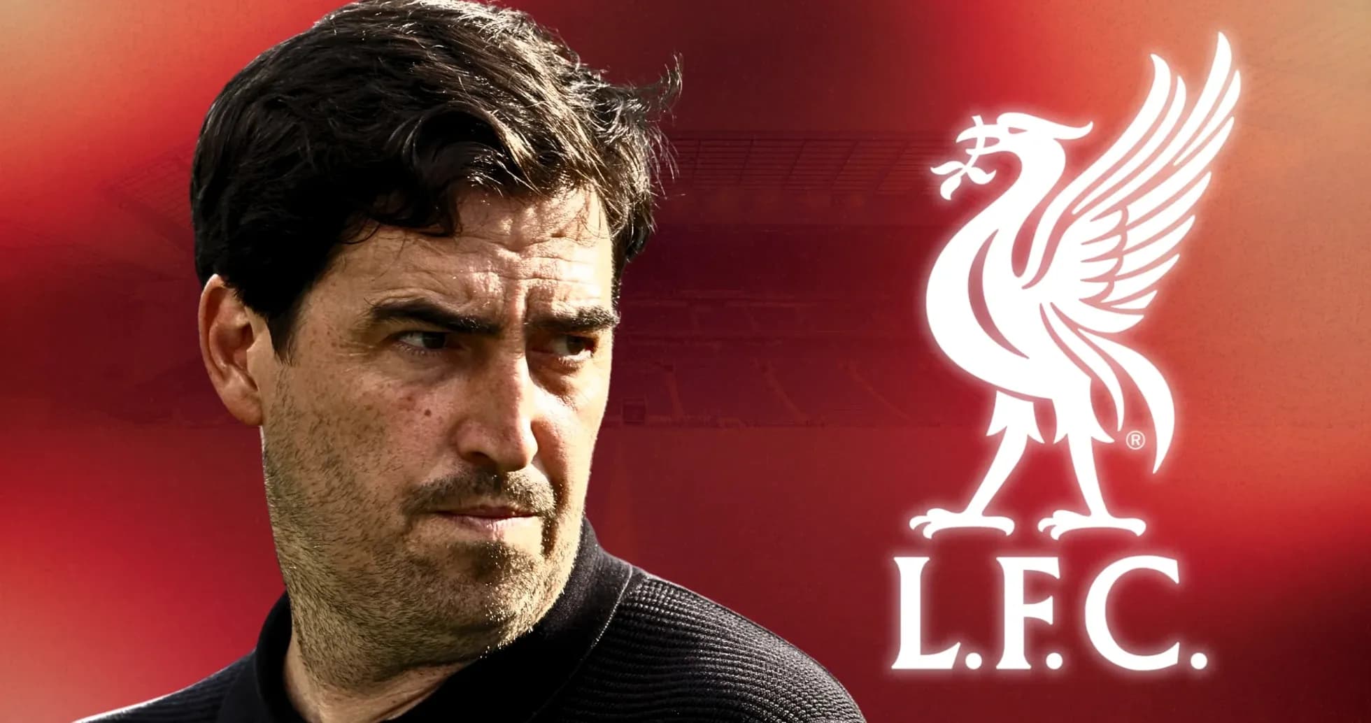 Entraîneur de Liverpool avec logo en arrière-plan
