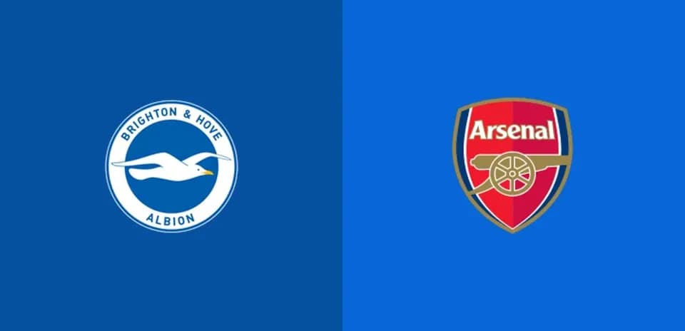 Logos de Brighton & Hove Albion et Arsenal sur fond bleu