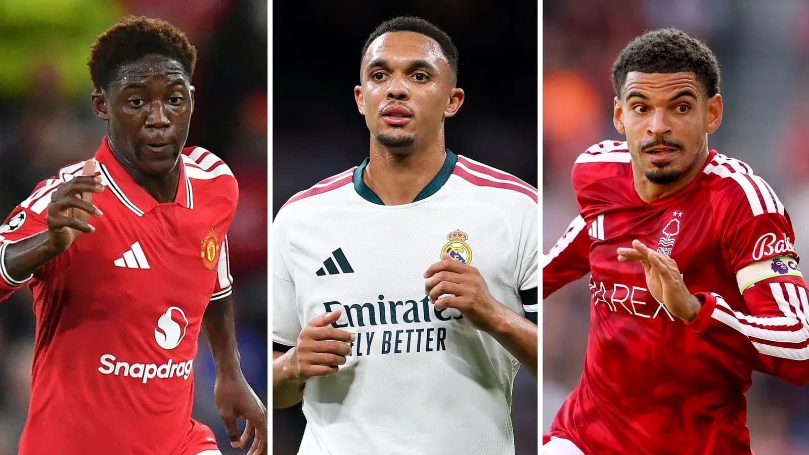 Trois joueurs de football en action sur le terrain