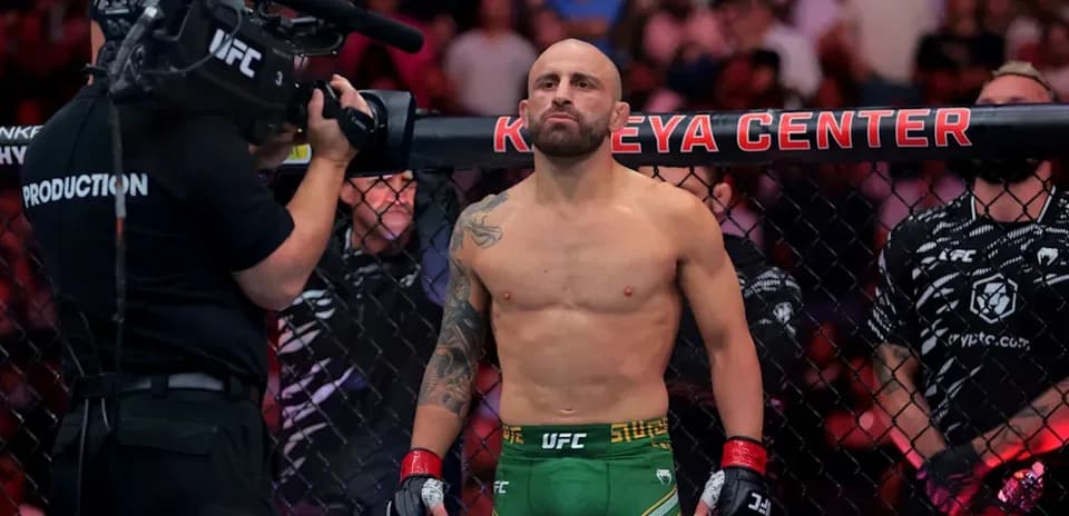 Fighter standing in octagon before match