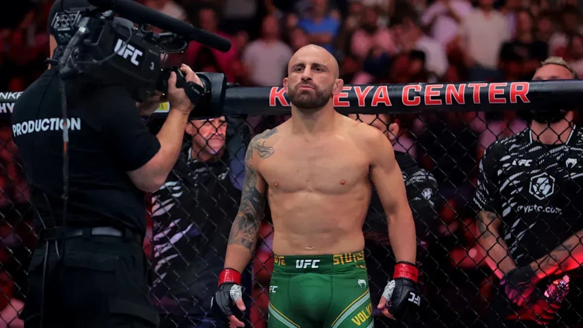 Fighter standing in octagon before match