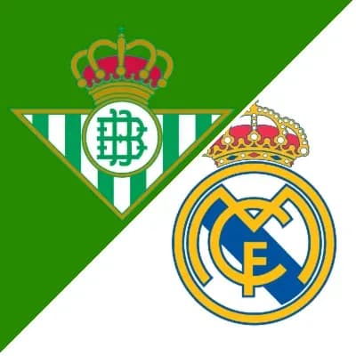 Logos de Real Betis et Real Madrid sur fond partagé