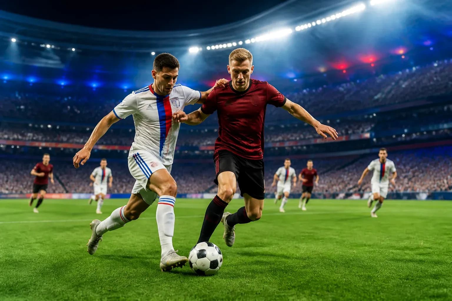 Un joueur en train de dribbler pendant le match