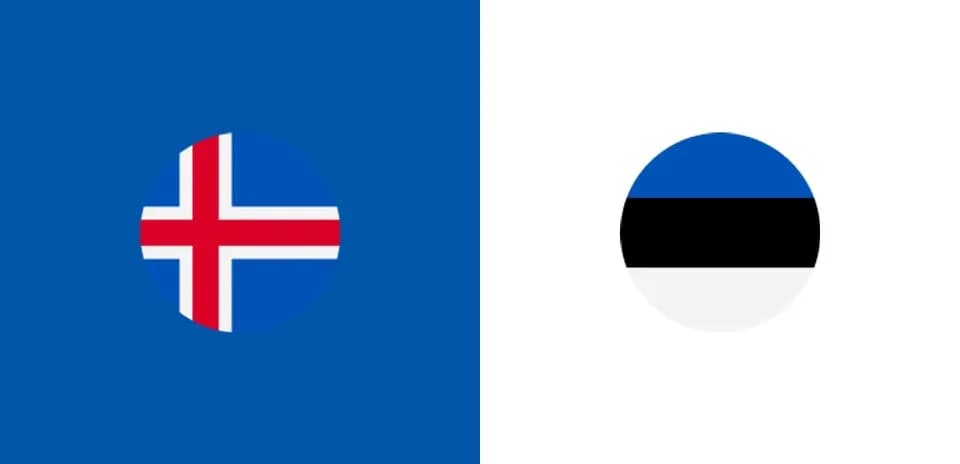 Drapeaux de l'Islande et de l'Estonie sur fond coloré