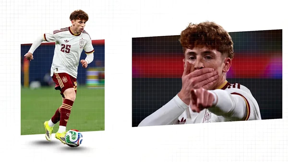 Joueur espagnol dribblant et célébrant un but