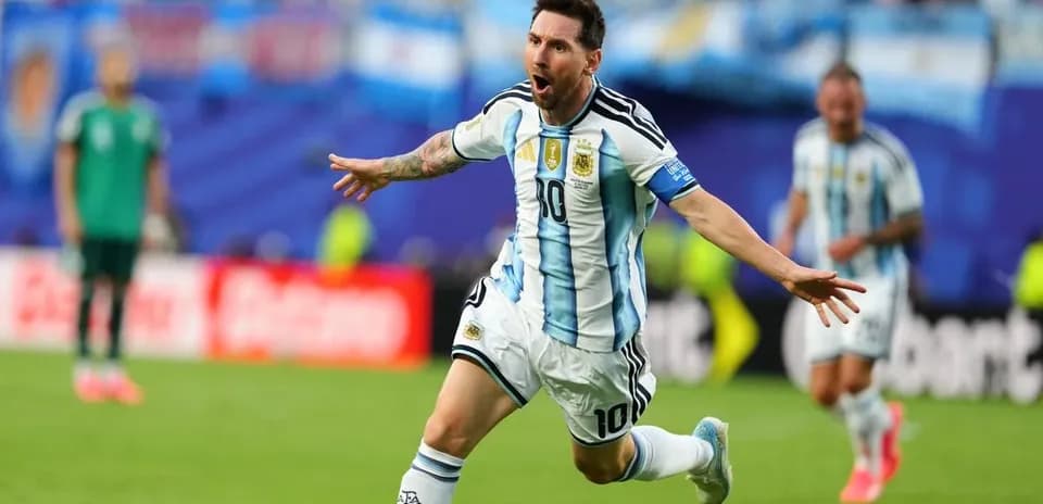 Lionel Messi célébrant un but pour l'Argentine