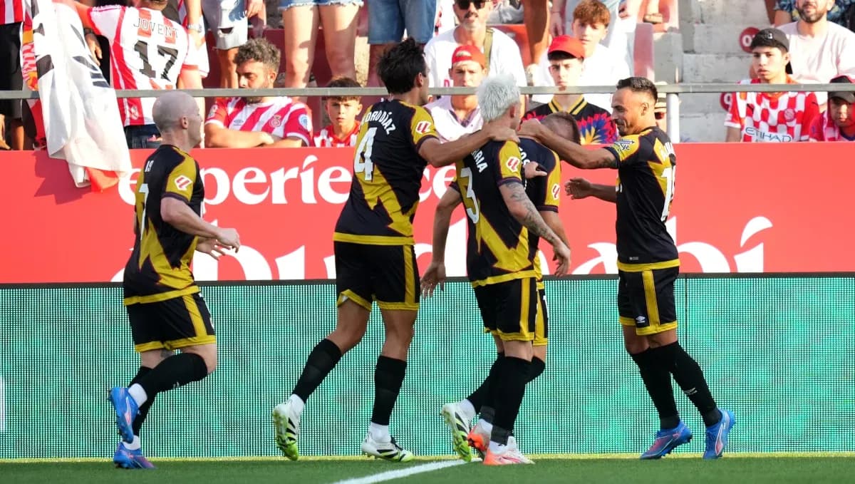 Joueurs de Rayo Vallecano célébrant un but