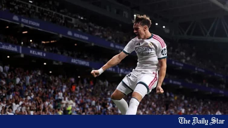 Joueur de Real Madrid célébrant un but au stade