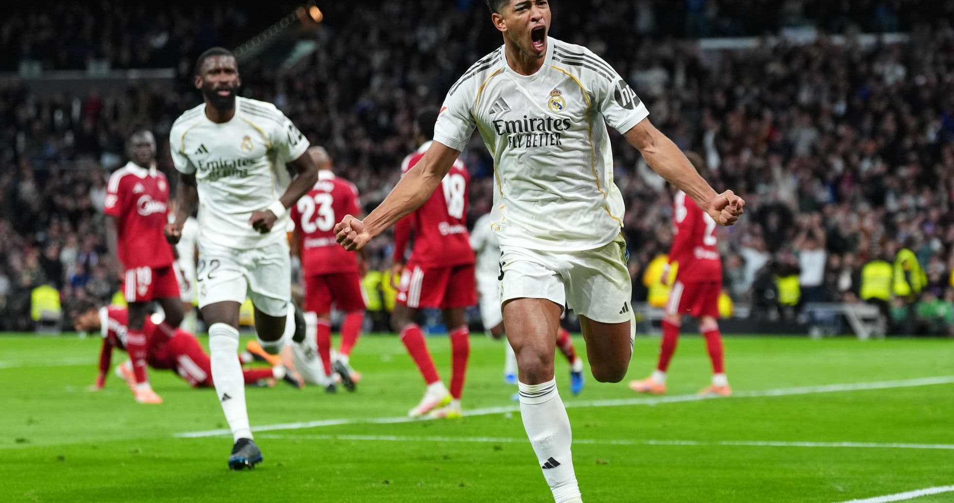 Joueur célébrant un but pour le Real Madrid