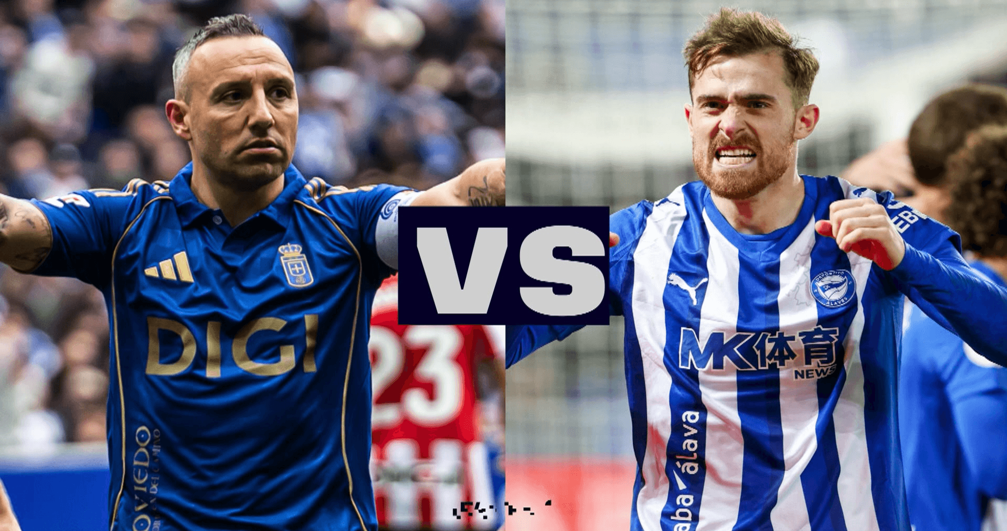 Joueurs d'Oviedo et Alaves se préparant au match