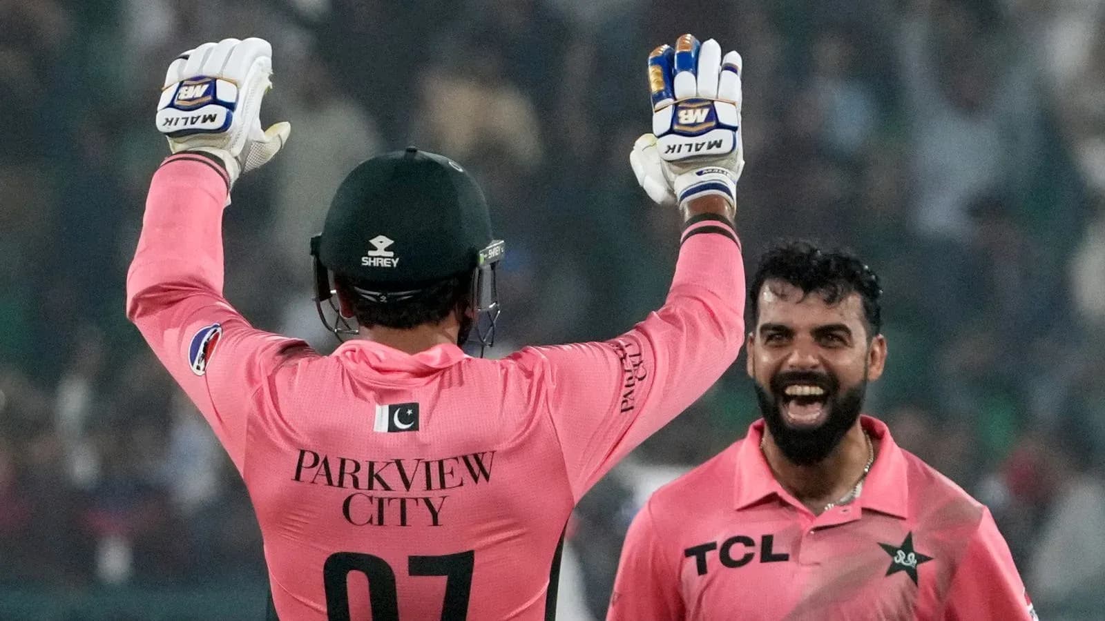 Joueurs de cricket célébrant une prise réussie