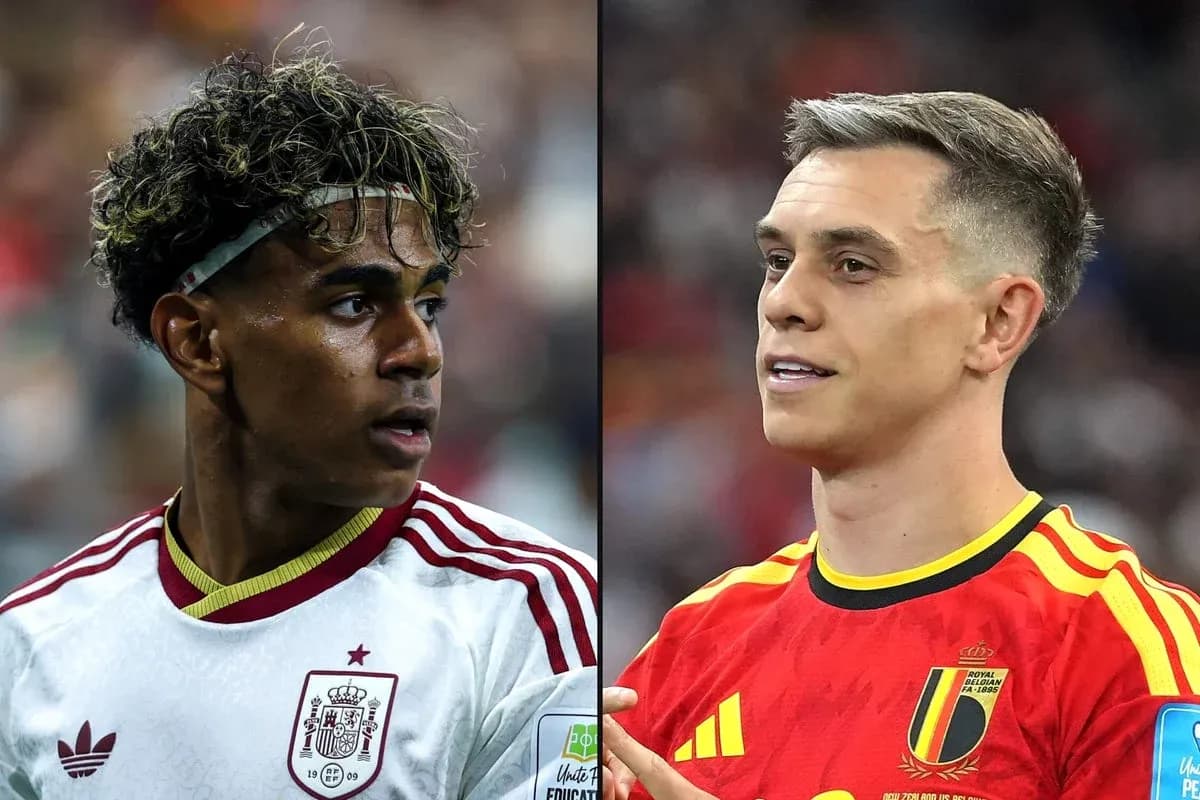 Joueurs espagnols et belges pendant le match