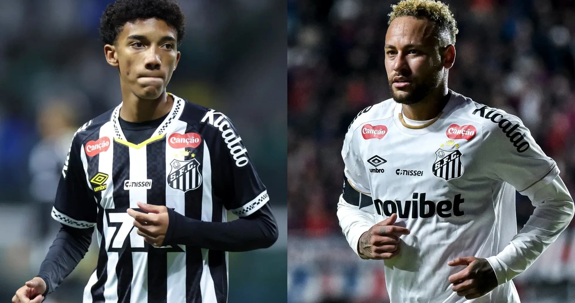 Deux joueurs de Santos en maillots de l'équipe