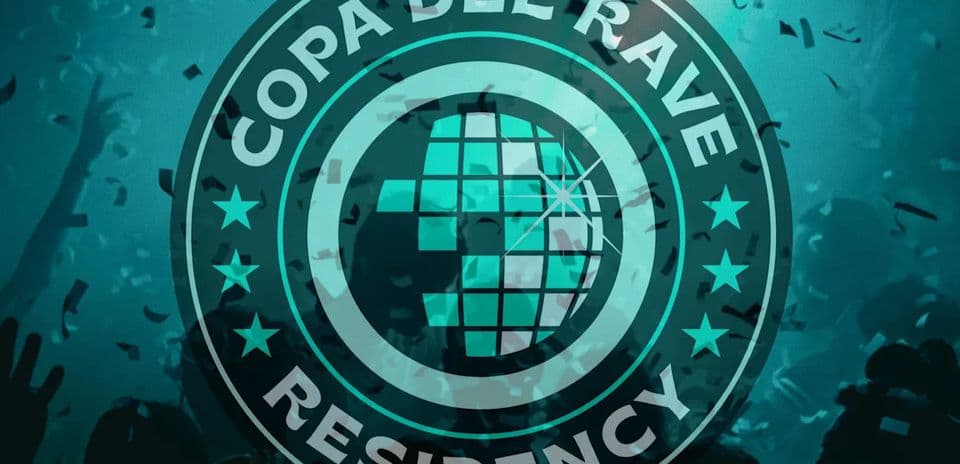 Logo de la Copa del Rave avec confettis en arrière-plan