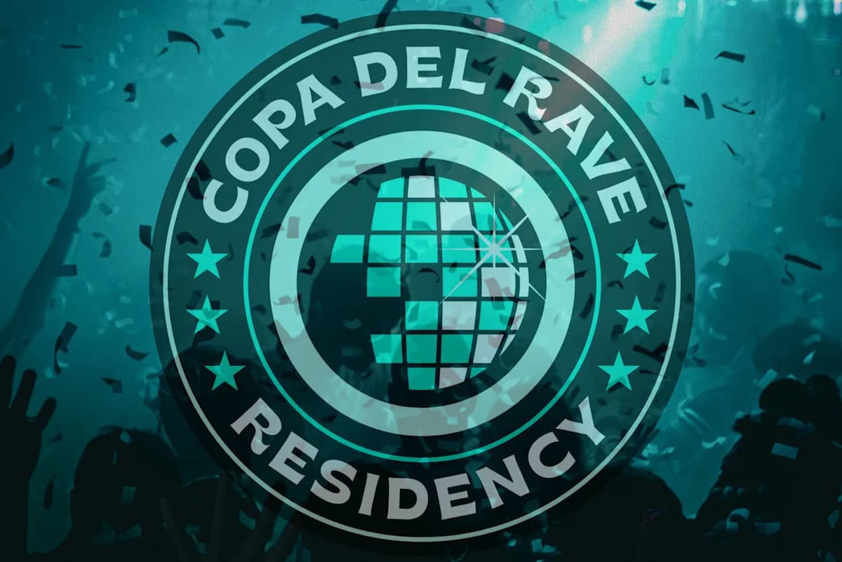 Logo de la Copa del Rave avec confettis en arrière-plan