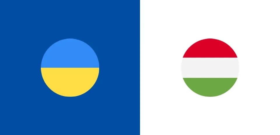 Drapeaux stylisés de l'Ukraine et de la Hongrie