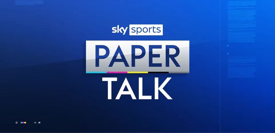 Logo de Sky Sports Paper Talk sur fond bleu