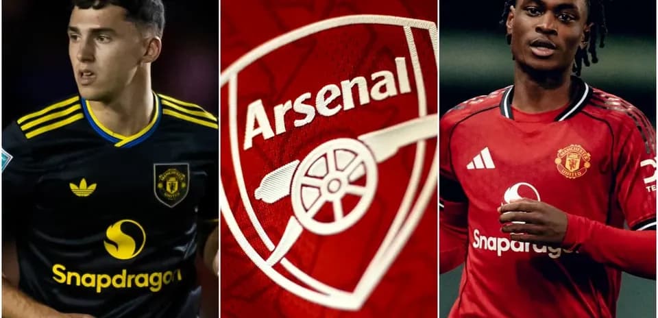 Joueurs de Manchester United et logo d'Arsenal