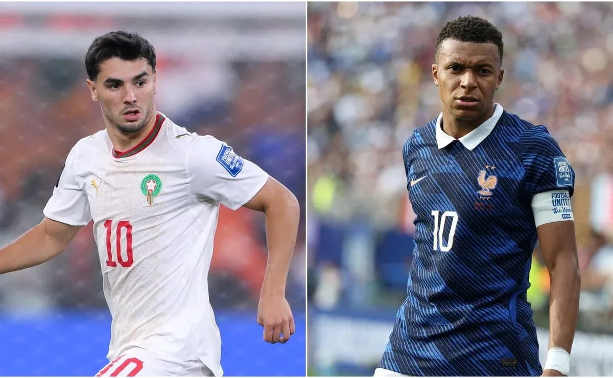 Joueurs de France et Maroc pendant le match