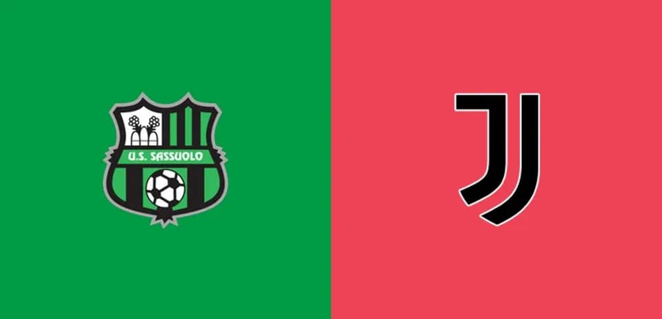 Logos de U.S. Sassuolo et Juventus sur fond coloré