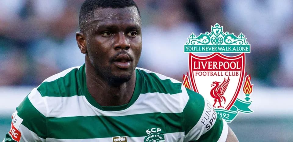 Joueur en maillot du Sporting Portugal avec logo Liverpool