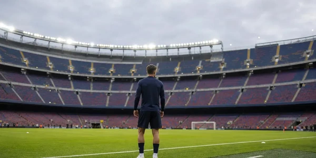 Joueur sur le terrain au Camp Nou avant le match