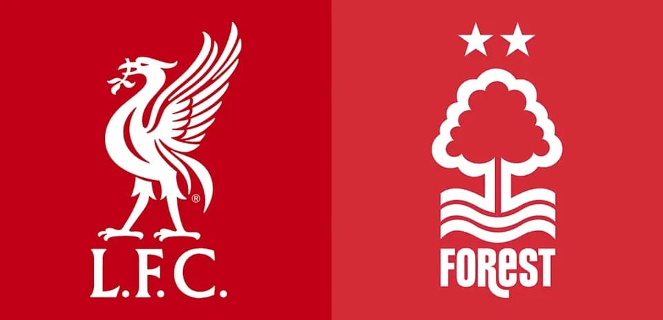 Logos of Liverpool and Nottingham Forest football clubs