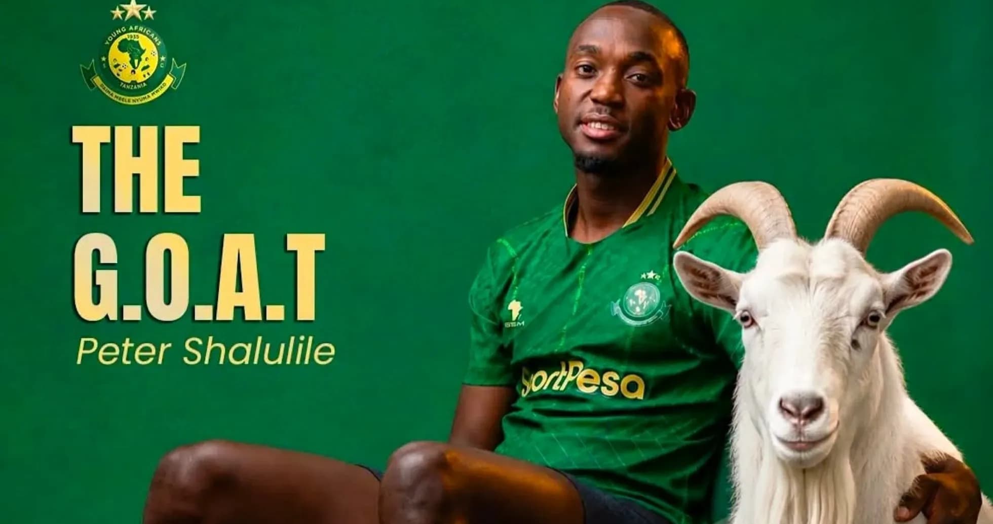 Joueur avec un bouc sur fond vert