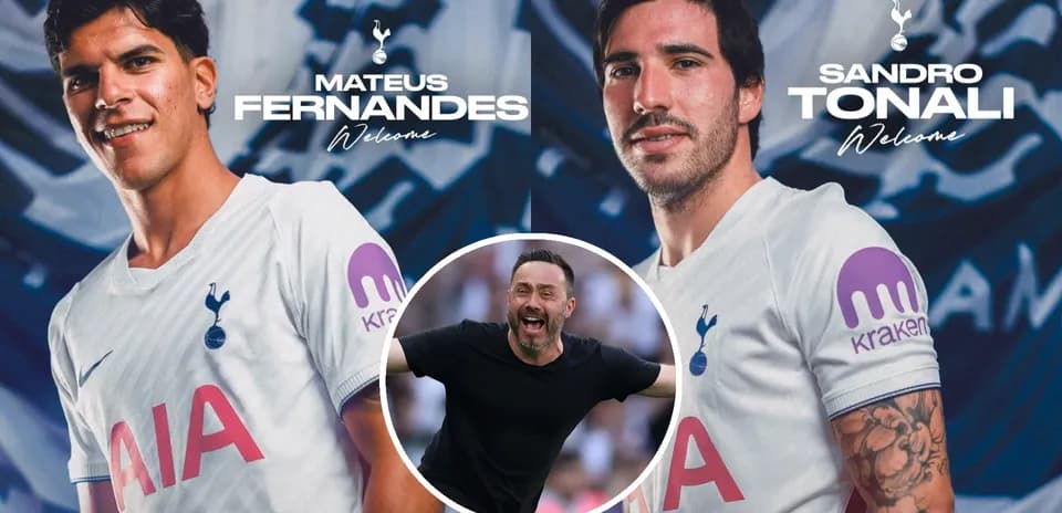 Mateus Fernandes et Sandro Tonali, joueurs de Tottenham