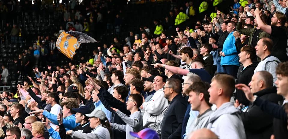 Supporters cheering in stadium during match