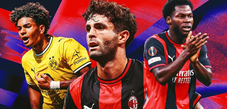 Trois joueurs de football sur fond coloré