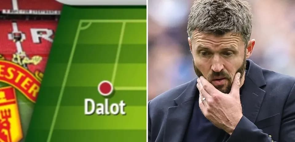 Diagram showing Dalot's position for Manchester United