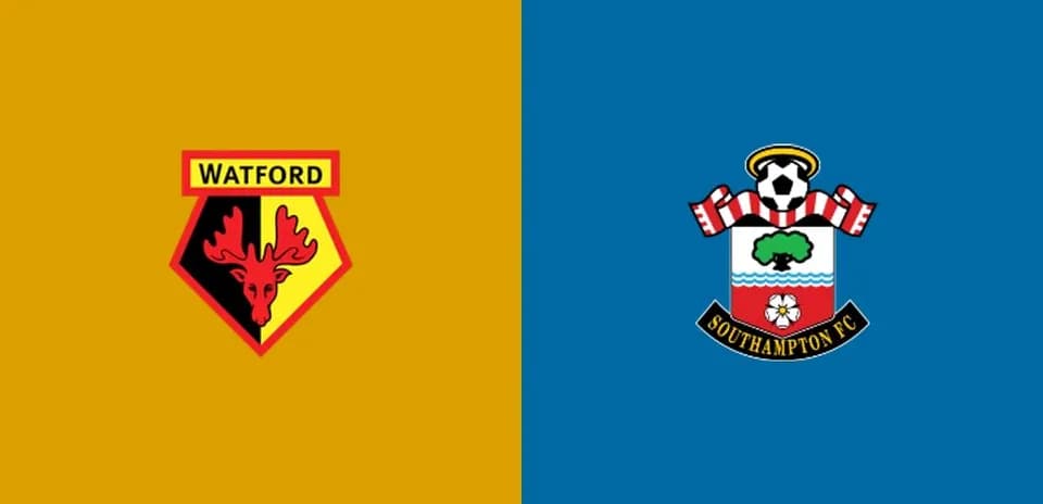 Logos de Watford et Southampton FC sur fond coloré