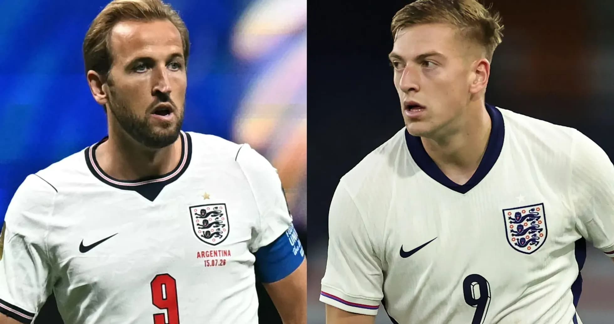 Deux joueurs anglais portant des maillots de l'équipe nationale