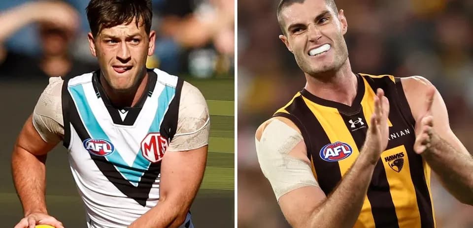 Deux joueurs d'AFL en action sur le terrain