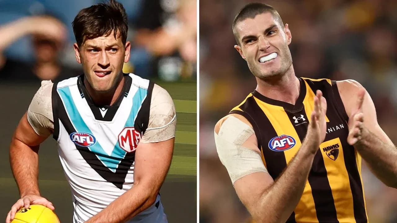 Deux joueurs d'AFL en action sur le terrain