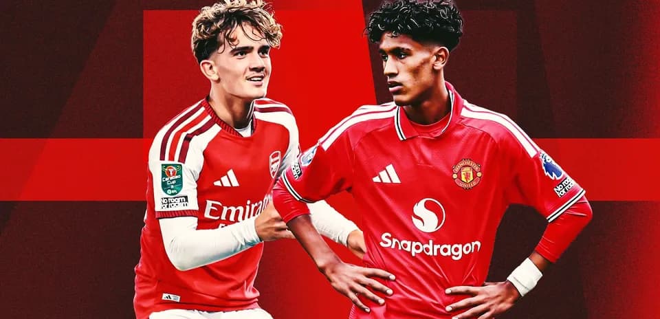 Joueurs d'Arsenal et Manchester United en maillots de match