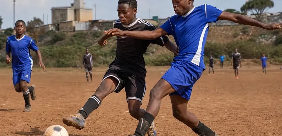 Deux joueurs de football en compétition pour le ballon