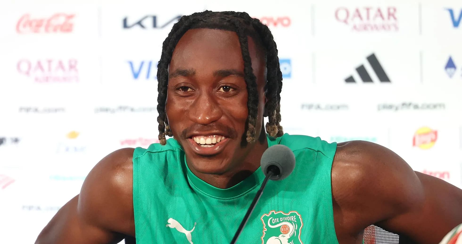 Joueur de Côte d'Ivoire lors d'une conférence de presse