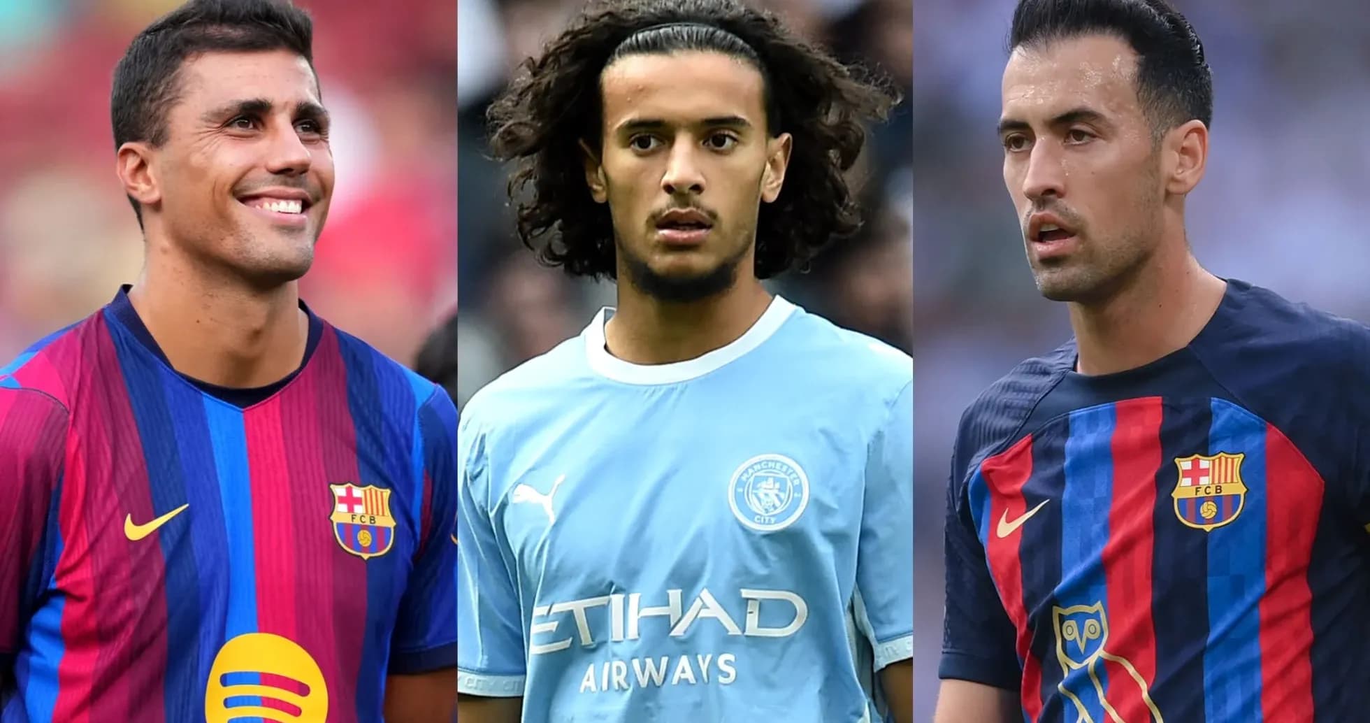 Trois joueurs en maillots de football de clubs différents