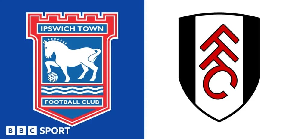 Logos d'Ipswich Town et Fulham sur fond coloré