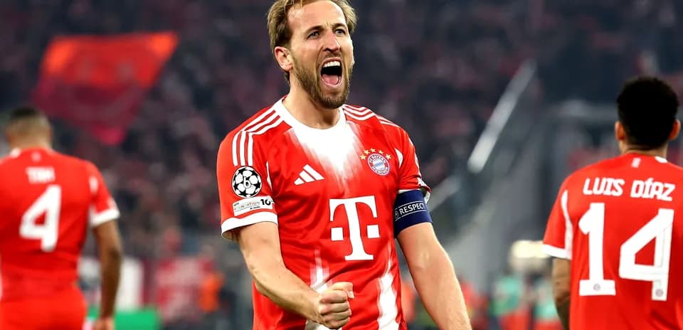 Harry Kane célébrant un but avec Bayern