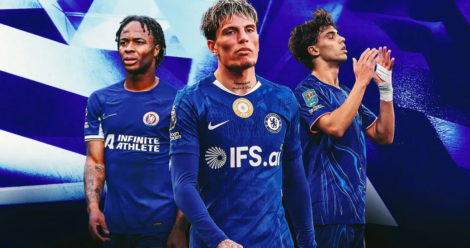 Trois joueurs de Chelsea en tenue de match